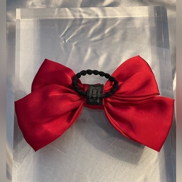 COPY - ruby Red Satiny Hair Bow Tie Hair Accessory. - Picture 6 of 15